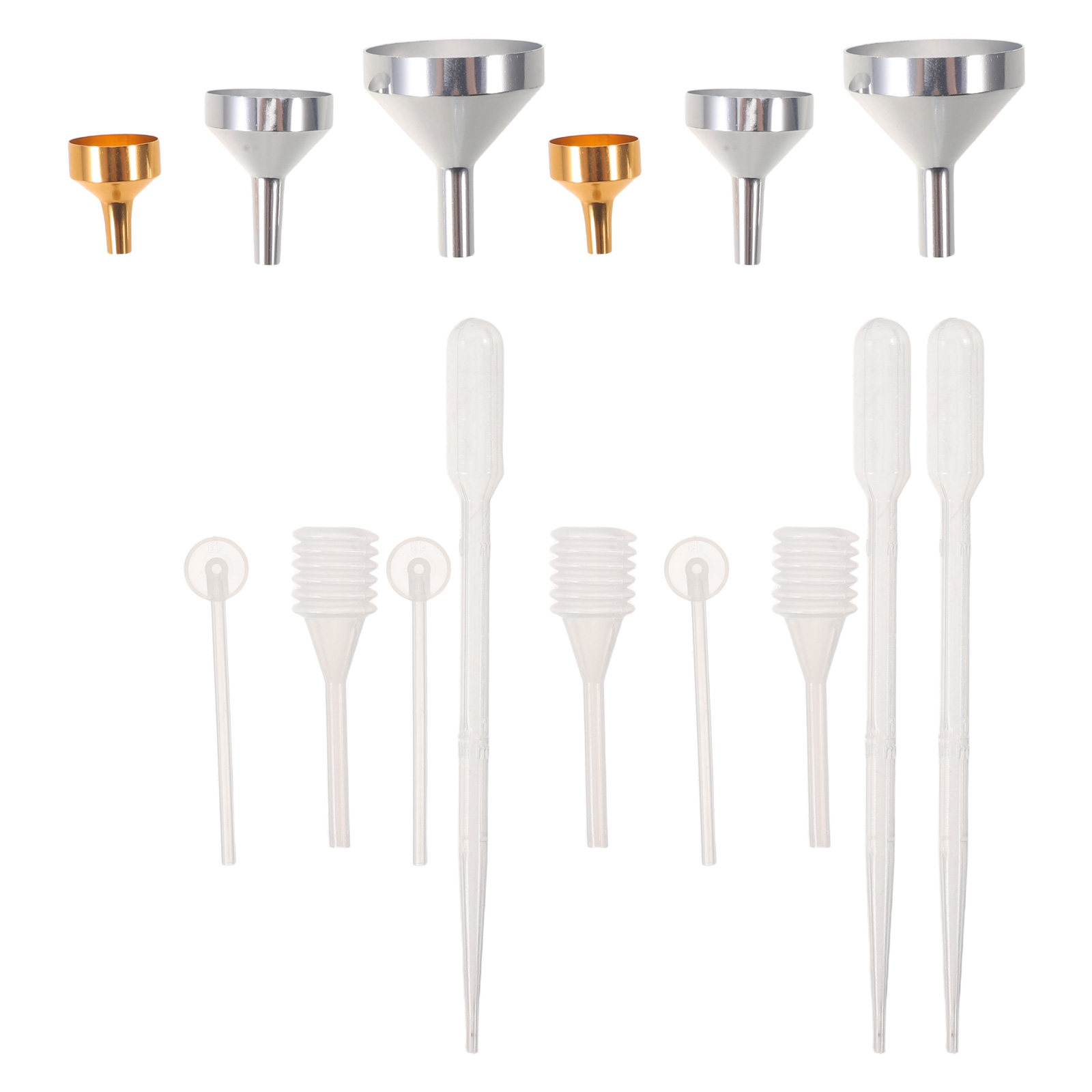 Perfume Refill Bottle - 1 Set Metalltrichter-Kit, Mini-Aluminiumtrichter, kleine Plastiktropfer